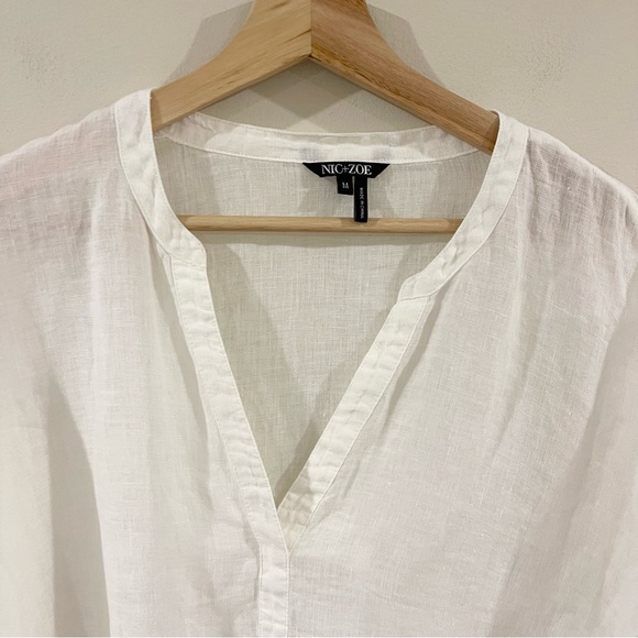 Nic+Zoe White Linen Women's Top Laced Up Sleeveless size M - Picture 2 of 7